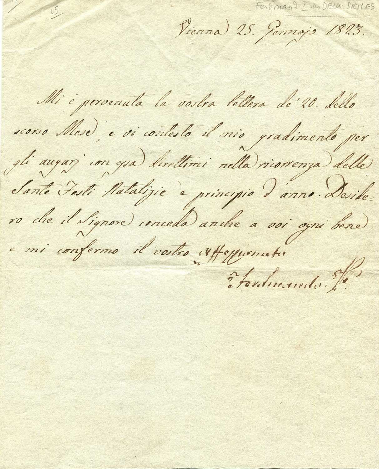 Lot 1007 - FERDINAND I: (1751-1825)
