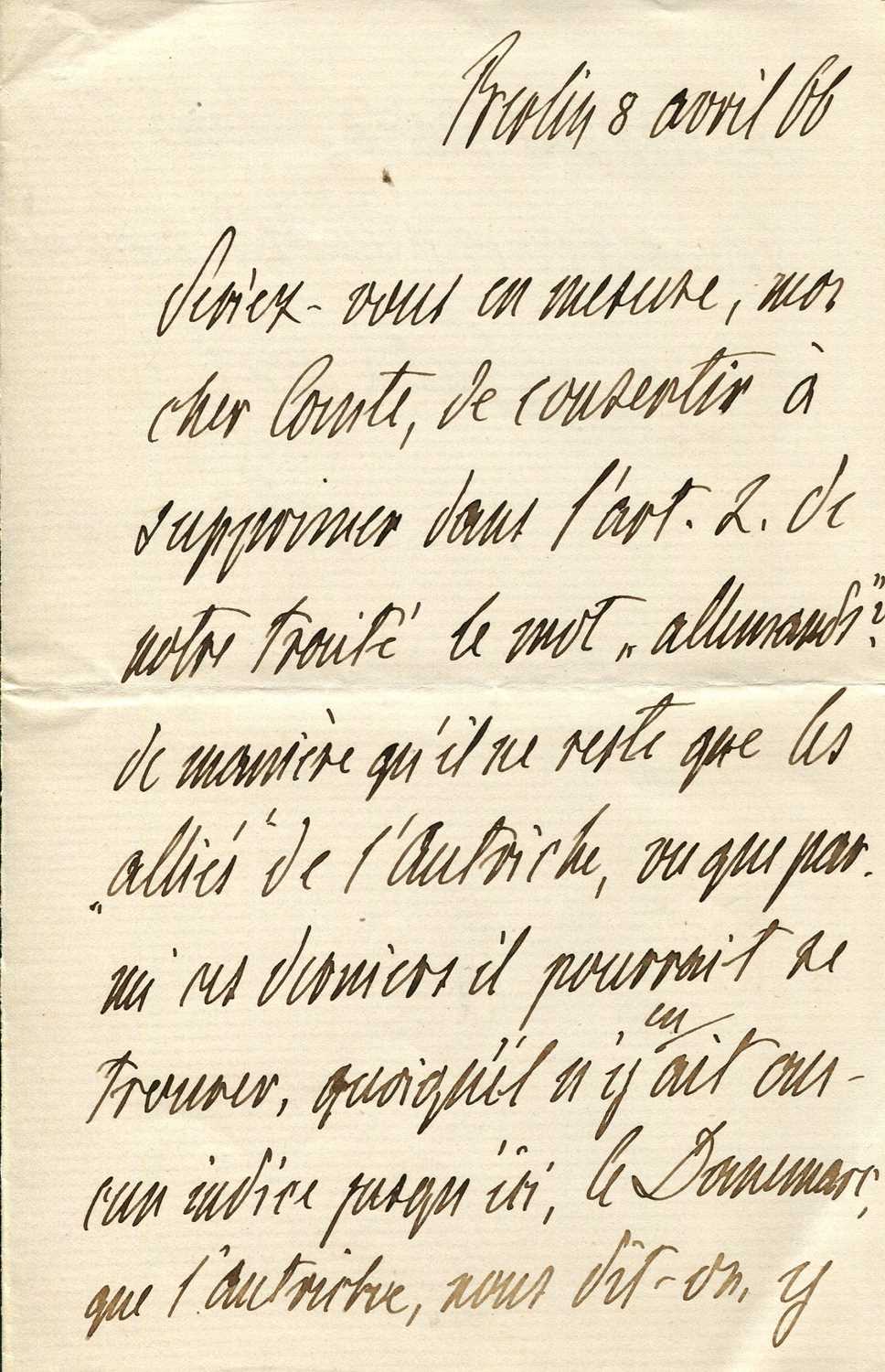 Lot 1140 - BISMARCK OTTO VON: (1815-1898)