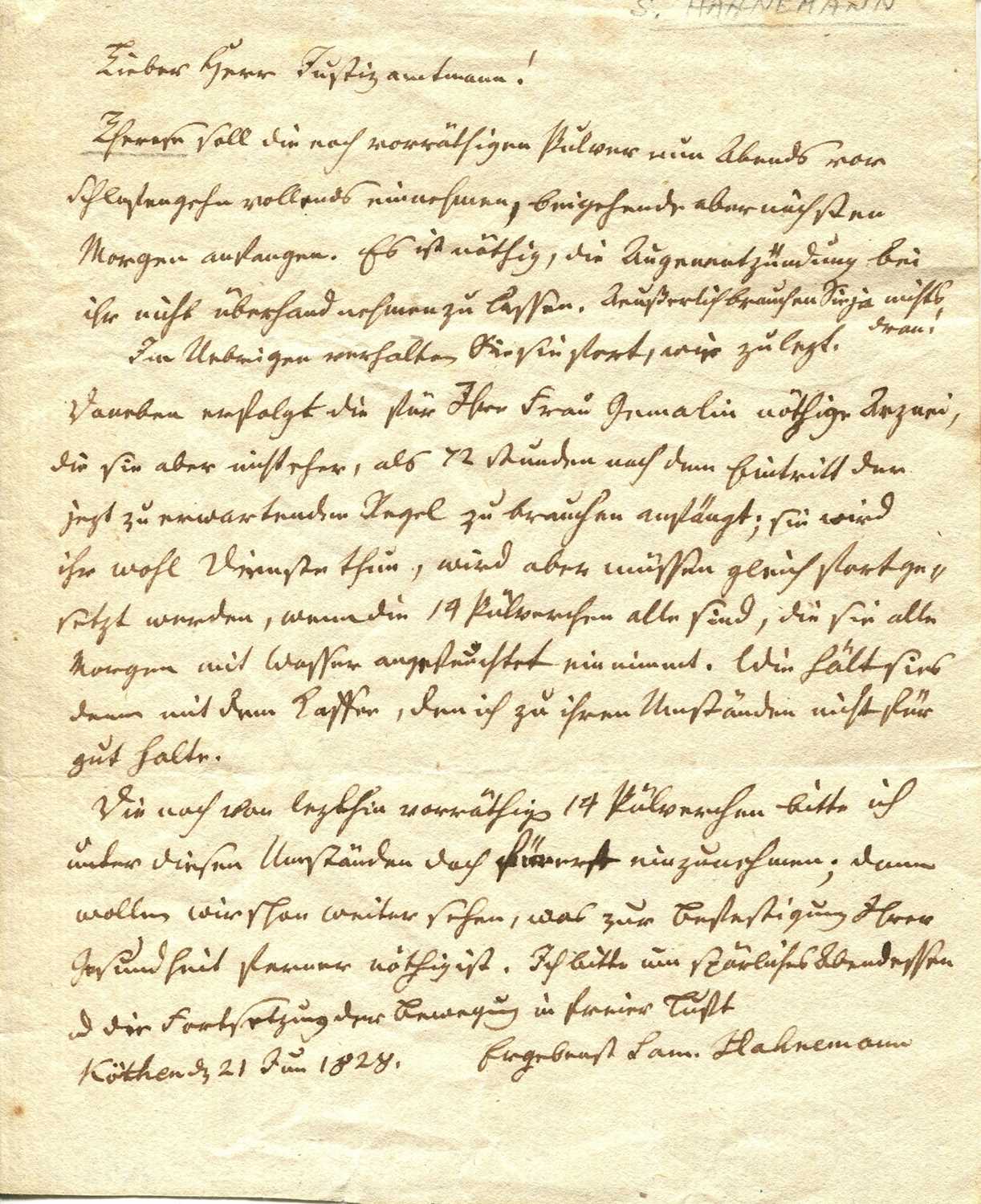 Lot 1107 - HAHNEMANN SAMUEL: (1755-1843)