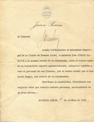 Lot 417 - PERON JUAN: (1895-1974)