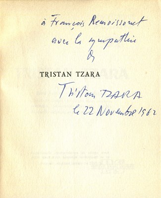 Lot 354 - TZARA TRISTAN: (1896-1963)