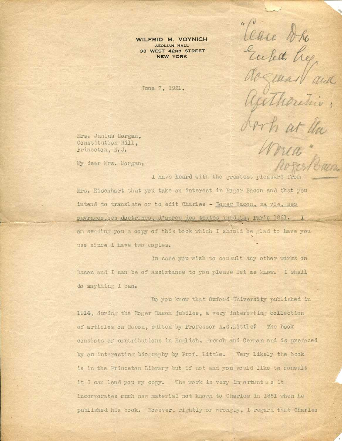 Lot 571 - VOYNICH WILFRID: (1865-1930)