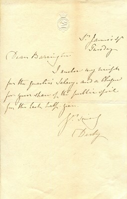 Lot 1259 - DERBY EARL OF: (1799-1869)