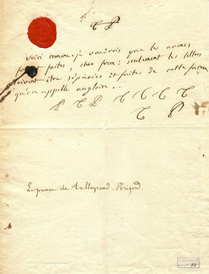 Lot 1240 - TALLEYRAND-PERIGORD CHARLES MAURICE DE: (1754-1838)