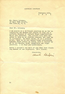 Lot 282 - CHAPLIN CHARLES: (1889-1977)