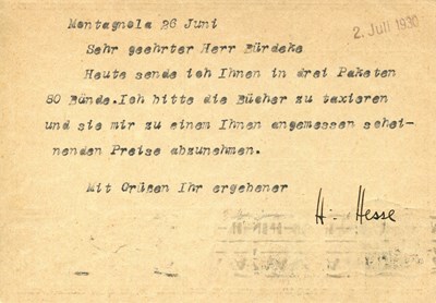 Lot 192 - HESSE HERMANN: (1877-1962)