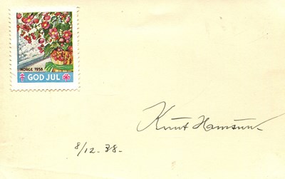 Lot 191 - HAMSUN KNUT: (1859-1952)