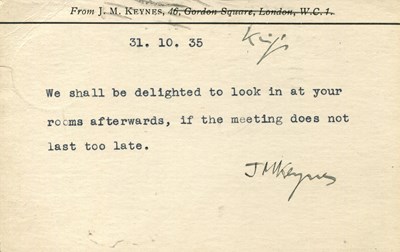 Lot 1119 - KEYNES JOHN MAYNARD: (1883-1946)