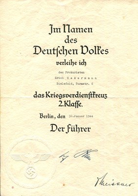 Lot 631 - [HITLER ADOLF]: (1889-1945) & [MEISSNER OTTO] (1880-1953)