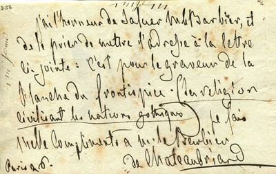 Lot 976 - CHATEAUBRIAND FRANCOIS-RENE DE: (1768-1848)