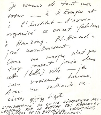 Lot 756 - LIGETI GYORGY: (1923-2006)