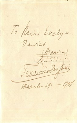 Lot 765 - BUSONI FERRUCCIO: (1866-1924)