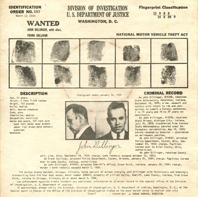 Lot 580 - [DILLINGER JOHN]: (1903-1934)