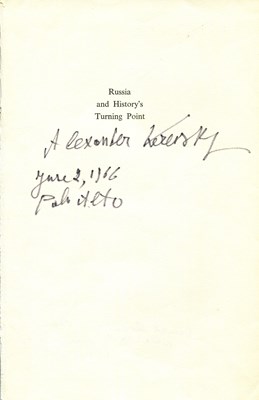 Lot 1251 - KERENSKY ALEXANDER: (1881-1970)