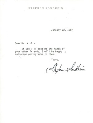 Lot 8 - SONDHEIM STEPHEN: (1930-2021)