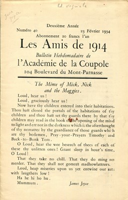Lot 1017 - [JOYCE JAMES]: (1882-1941)