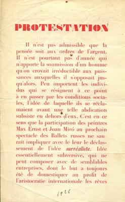 Lot 876 - [SURREALIST PROTESTATION]