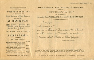 Lot 841 - [GAUGUIN PAUL]: (1848-1903) & [VERLAINE PAUL]