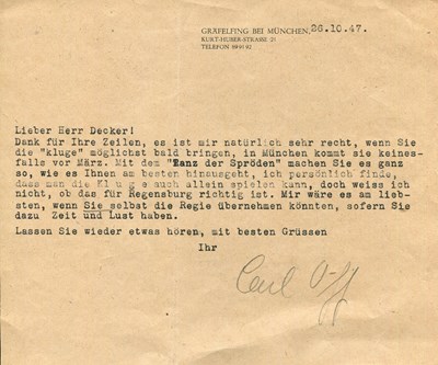 Lot 755 - ORFF CARL: (1895-1982)