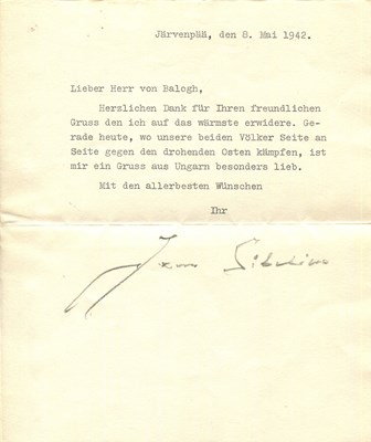 Lot 769 - SIBELIUS JEAN: (1865-1957)
