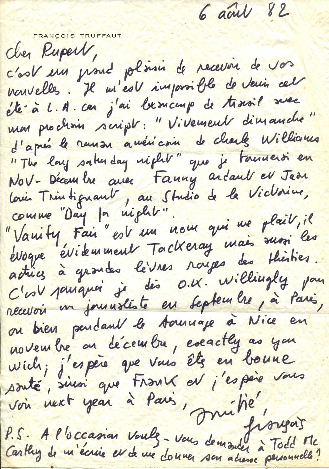 Lot 311 - TRUFFAUT FRANÇOIS: (1932-1984)