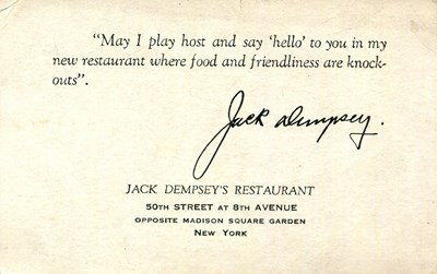 Lot 1 - DEMPSEY JACK: (1895-1983)